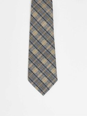 Reclaimed Vintage inspired unisex check tie in beige